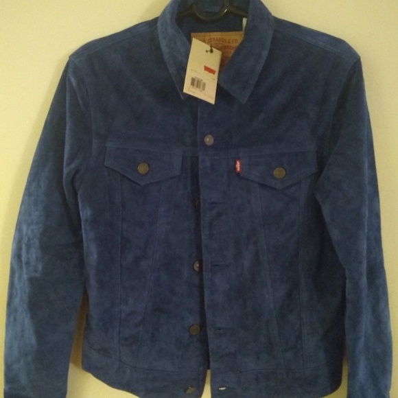 blue suede trucker jacket